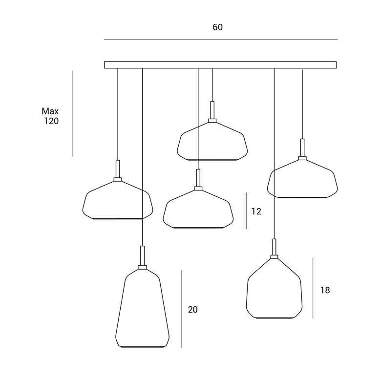 X Ray - Lampada sospensione 6 luci mista – Sforzin Illuminazione