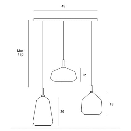 X Ray - Lampada sospensione 3 luci composizione mista